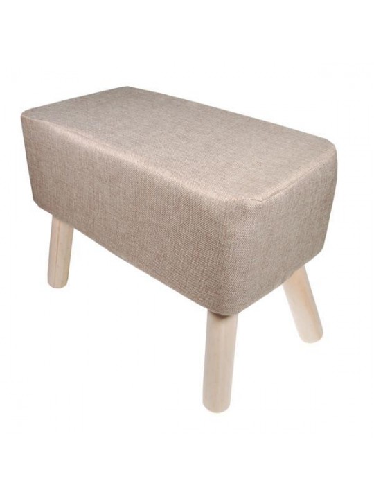 Σκαμπό υφασμάτινο μπεζ με ξύλινα πόδια Υ37x50x27εκ -  35290-24 Σκαμπό υφασμάτινο μπεζ με ξύλινα πόδια Υ37x50x27εκ -  35290-24