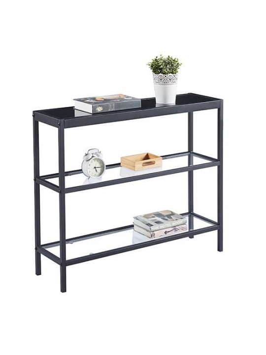 Κονσόλα με μεταλλικό σκελετό και γυάλινες επιφάνειες Υ76x91,5x25,5εκ. - NEXT 18872------2