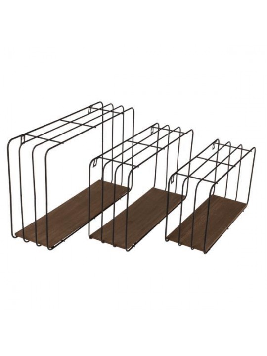 Σετ 3 επιτοίχια ράφια μεταλλικά με ξύλινη βάση, μαύρο 40x10xΥ24εκ., 34x10xΥ20εκ., 30x10xΥ17εκ. - NEXT 32578------2 Σετ 3 επιτοίχια ράφια μεταλλικά με ξύλινη βάση, μαύρο 40x10xΥ24εκ., 34x10xΥ20εκ., 30x10xΥ17εκ. - NEXT 32578------2