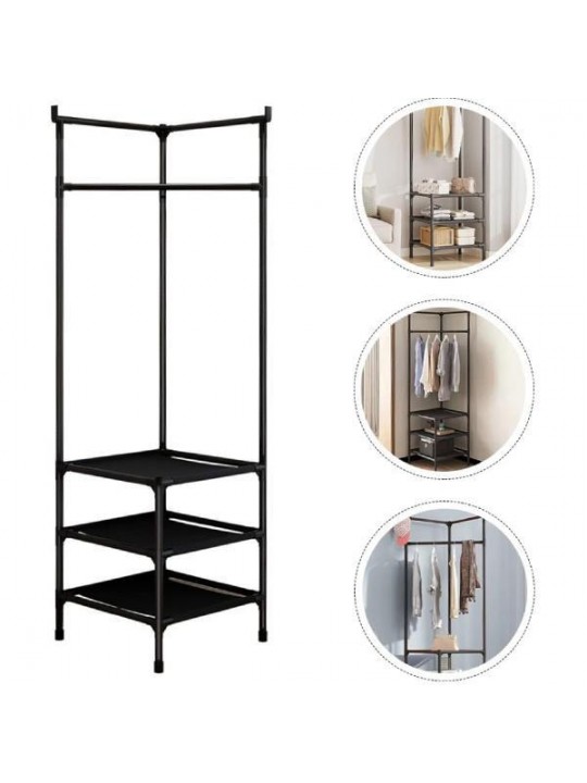 Κρεμάστρα-ράγα ρούχων Υ180x45x45εκ. γωνία μεταλλική μαύρη - I TRUST LTD 29932-09---2