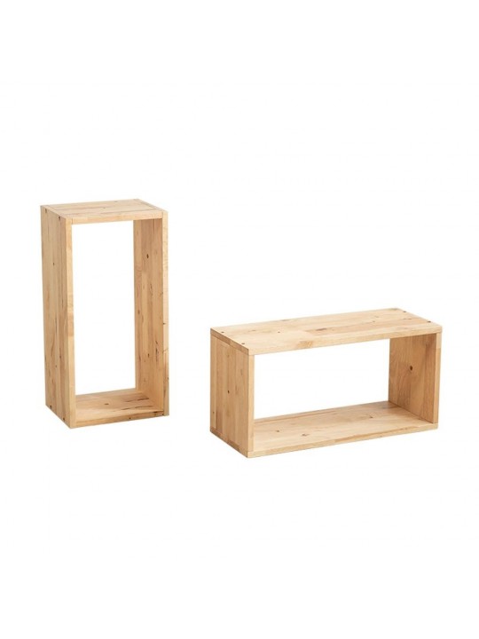 Ορθογώνια ράφια Nextdeco Natural μασίφ ξύλο σετ 2 τεμαχίων 60x30x24εκ. -  11711