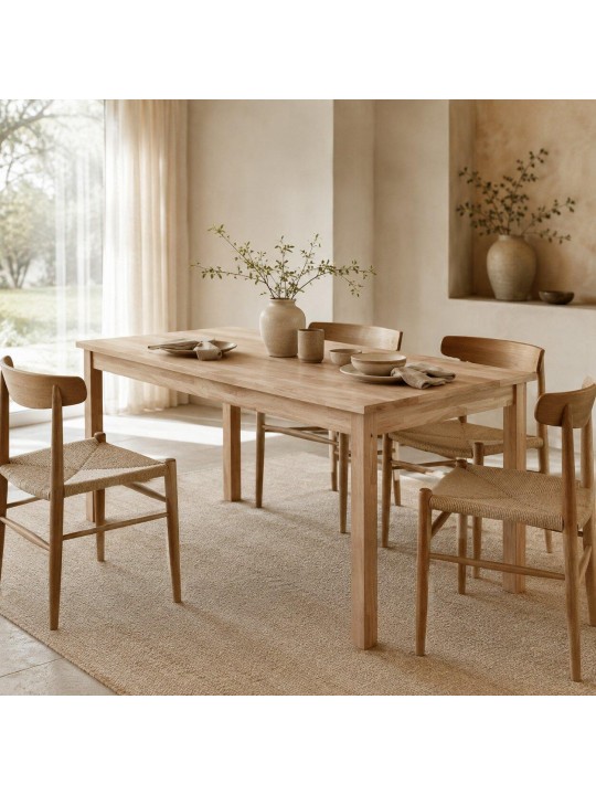 Τραπέζι τραπεζαρίας Nextdeco Natural μασίφ ξύλο Υ74×150×90εκ. -  11742