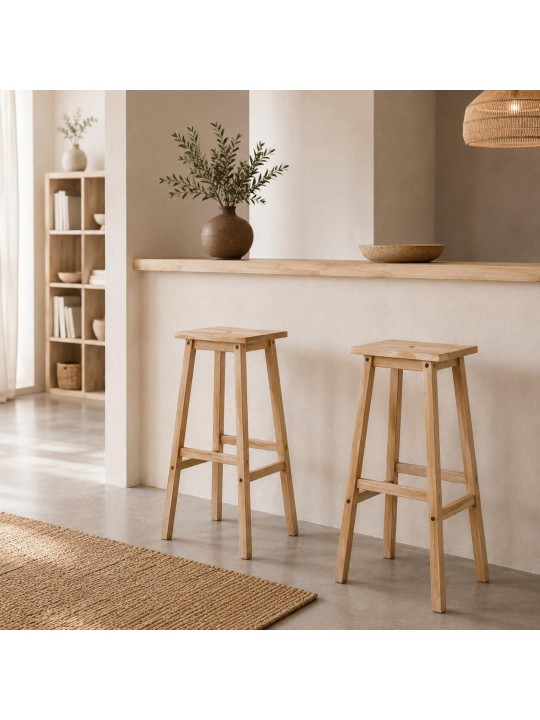 Σκαμπό Nextdeco Natural μασίφ ξύλο Υ72,5×37×39εκ. -  11746