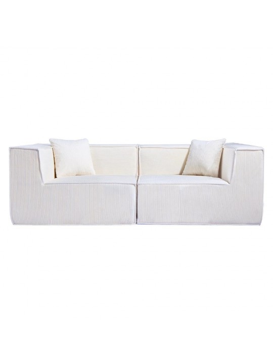 Compressed Nextdeco καναπές τριθέσιος κοτλέ ιβουάρ Υ63x208x101εκ. - NEXT 36342-00