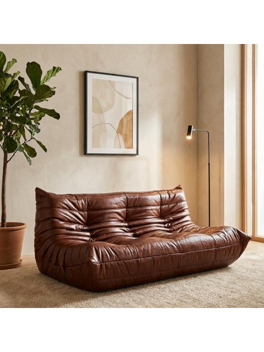 Καναπές τριθέσιος Nextdeco Togo eco leather καφέ Υ70x174x102εκ. - NEXT 36566-07