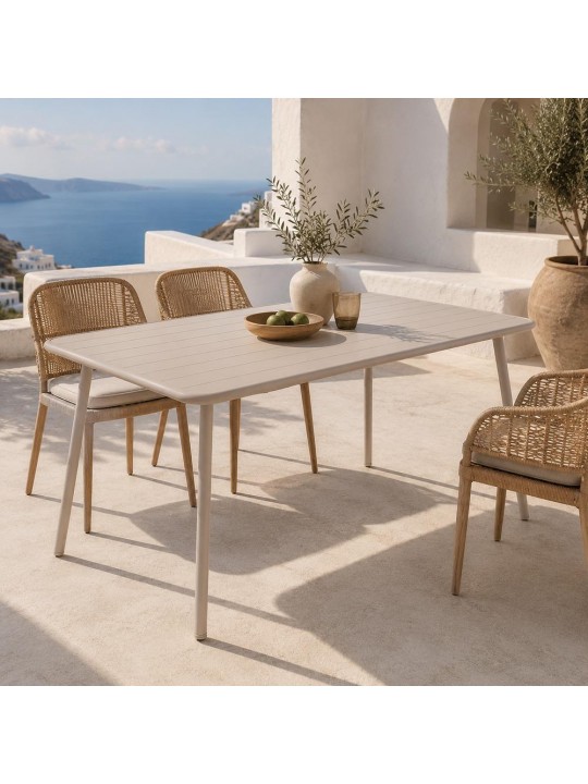 Τραπέζι Nextdeco μεταλλικό ανοιχτό γκρι 140x70xΥ75εκ. -  51205-08