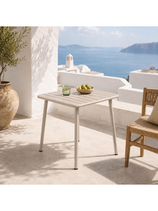 Τραπέζι Nextdeco μεταλλικό ανοιχτό γκρι 70x70xΥ75εκ. -  51206-08