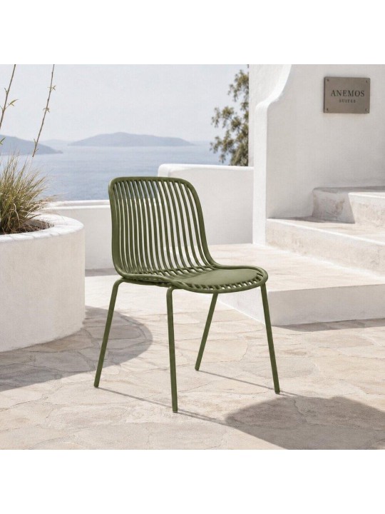 Καρέκλα Nextdeco PP και μέταλλο χακί 50,5x53,5xΥ82εκ. -  51208-05