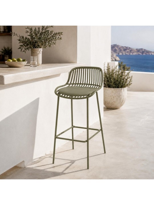 Σκαμπό μπαρ Nextdeco PP και μέταλλο πράσινο 42x49xΥ97εκ. -  51209-05