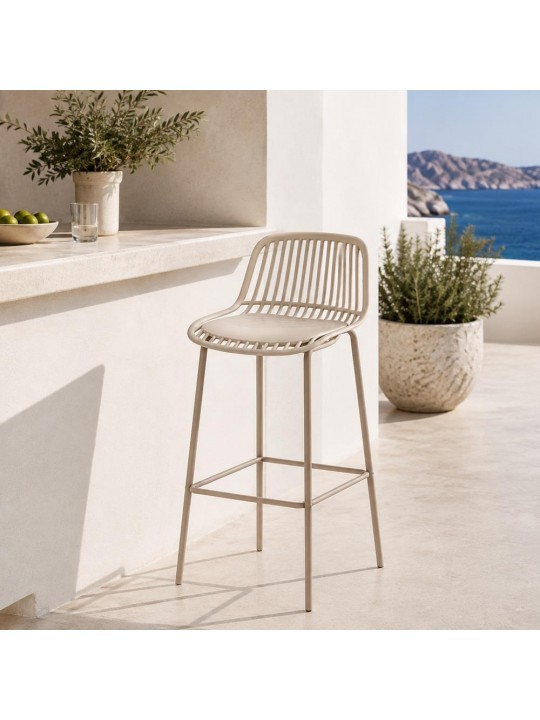 Σκαμπό μπαρ Nextdeco PP και μέταλλο μπεζ 42x49xΥ97εκ. -  51209-24