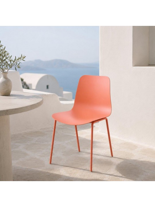 Καρέκλα Nextdeco PP και μέταλλο κεραμιδί 44,5x52,5xΥ79εκ. -  51210-13