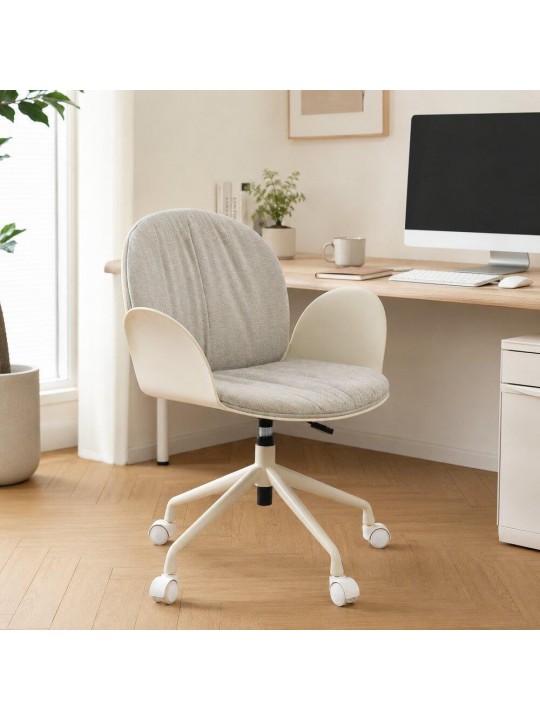 Καρέκλα γραφείου Nextdeco PP ύφασμα και μέταλλο εκρού 62x57xΥ79-86εκ. -  51212-24