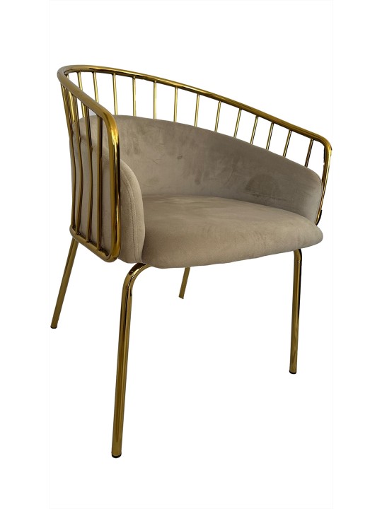 Πολυθρόνα Τραπεζαρίας King Μπεζ Βελούδο 60χ56χ79cm - 24-1004/2002-7