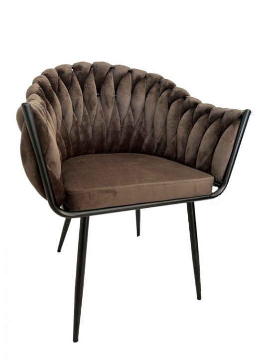Πολυθρόνα Τραπεζαρίας Queen Καφέ Βελούδο 65χ55χ85cm - 24-1004/2323-50