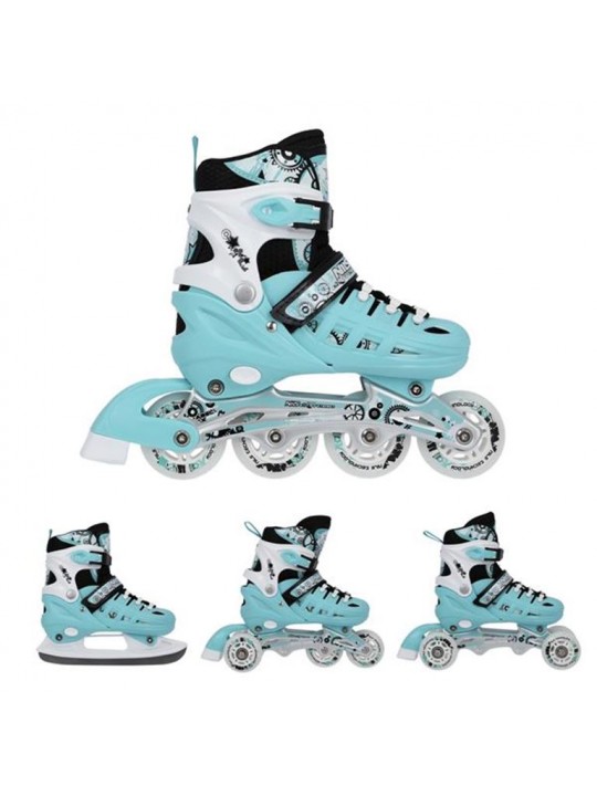 Αυξομειούμενα Πατίνια Roller NH 10905 ΣΕΤ 4 ΣΕ 1 INLINE SKATES NILS EXTREME ΓΑΛΑΖΙΟ -SMALL (31-34) - 16-25-026