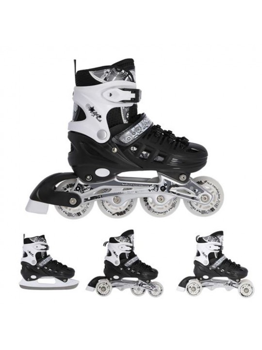 Αυξομειούμενα Πατίνια Roller NH 10905 ΣΕΤ 4 ΣΕ 1 INLINE SKATES NILS EXTREME ΜΑΥΡΟ -SMALL (31-34) - 16-25-023