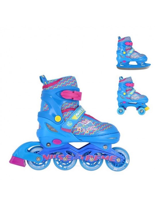 Αυξομειούμενα Πατίνια Roller NF 4413 ΣΕΤ 3 ΣΕ 1 INLINE SKATES NILS EXTREME ΜΠΛΕ - LARGE(38-41) - 16-23-014