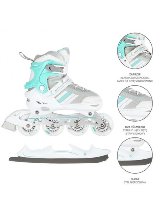 Αυξομειούμενα Roller NH18191 2 ΣΕ 1 Άσπρο/Μπλε Small(29-33) IN-LINE SKATES/HOCKEY ICE SKATES - 16-21-076