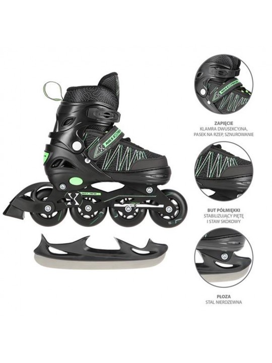 Αυξομειούμενα Roller NH11912 A 2σε1 Μαύρο/Πράσινο Small(31-34) IN-LINE SKATES/HOCKEY ICE SKATES - 16-21-051