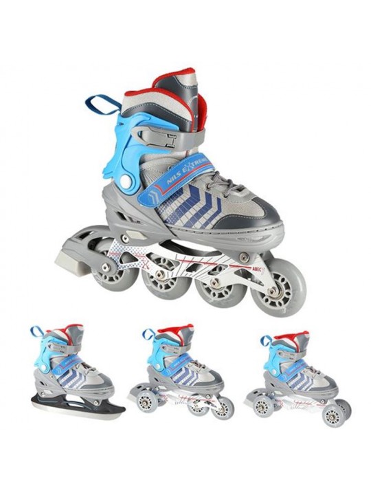 Αυξομειούμενα Roller NH18192 A 4σε1 Γκρι/Μπλε Medium (34-38) IN-LINE SKATES/HOCKEY ICE SKATES - 16-21-083