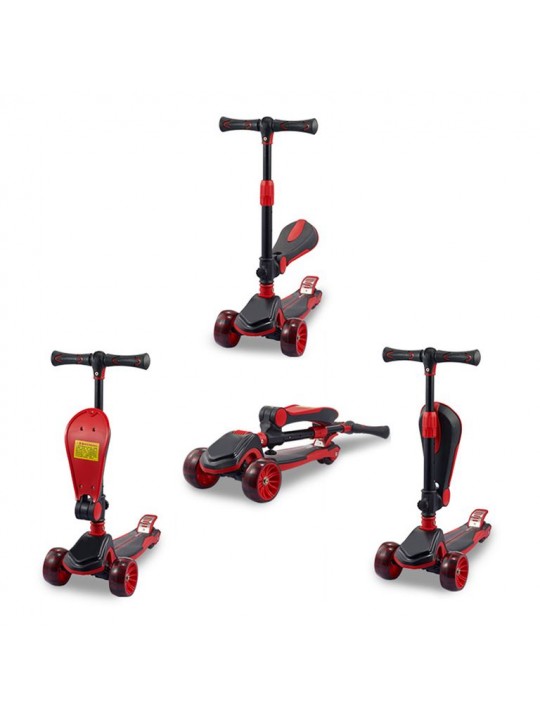 GC SCOOTER FUN HD 008 2 σε 1 Μαύρο/Κόκκινο ME LED ΦΩΤΑΚΙΑ - GC-HD008RD