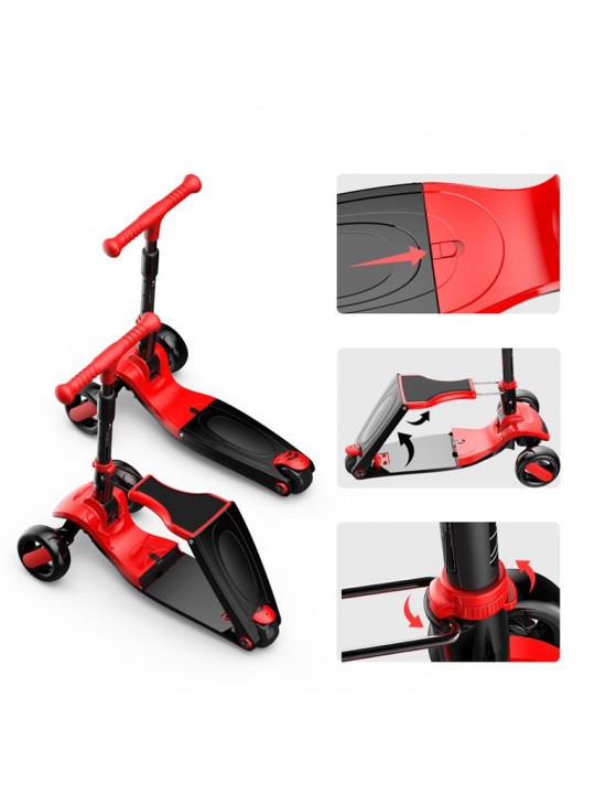 GC SCOOTER FUN S8 2 σε 1 Μαύρο/Κόκκινο ME LED ΦΩΤΑΚΙΑ - GC-S8RD