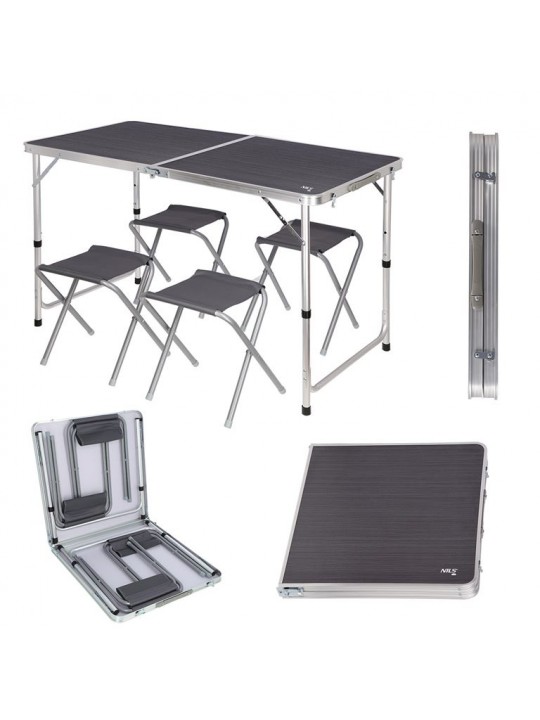 Σετ Τραπέζι Κάμπινγκ Nils Camp Πτυσσόμενο σε Βαλιτσάκι NC1633 με 4 Καρέκλες - 15-03-291