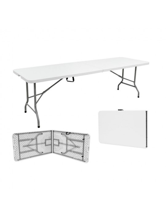 Τραπέζι Αλουμινίου INCA για Camping Πτυσσόμενο σε Βαλιτσάκι 244x76x74cm Λευκό - Z-244