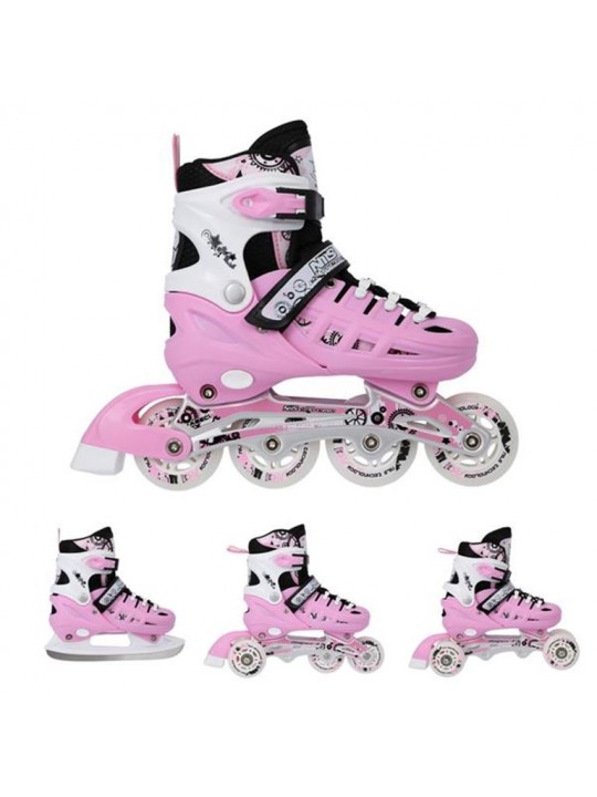 Αυξομειούμενα Πατίνια Roller NH 10905 ΣΕΤ 4 ΣΕ 1 INLINE SKATES NILS EXTREME ΡΟΖ - MEDIUM (35-38) - 16-25-030