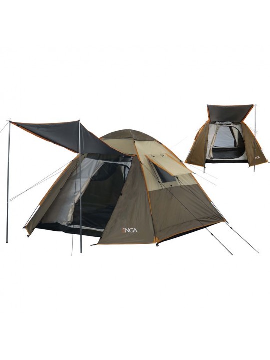 Σκηνή Camping Αυτόματη 3-4 Ατόμων INCA Natura Καφέ Pop-UP - 0600-001-7