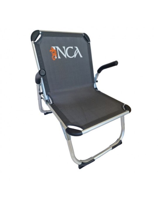 Καρέκλα Παραλίας Αλουμινίου INCA Textilene 2x1 ΨΗΛΗ Γκρι KING SIZE 58x63x62cm - 0700-002-12