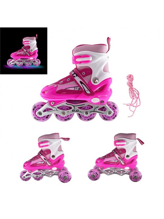 Αυξομειούμενα Πατίνια Roller GC SK2 ΣΕΤ 3 ΣΕ 1 Ροζ LED-MEDIUM(35-38) - 10-01-002