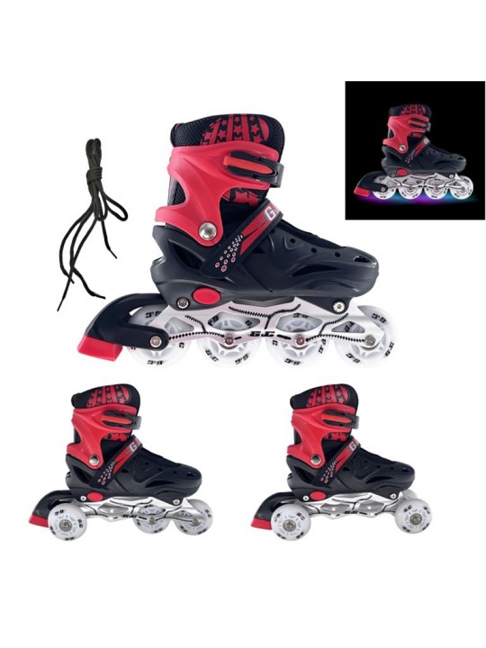 Αυξομειούμενα Πατίνια Roller GC SK10 ΣΕΤ 3 ΣΕ 1 ΜΑΥΡΟ/ΚΟΚΚΙΝΟ LED-LARGE (39-42) - 10-01-009