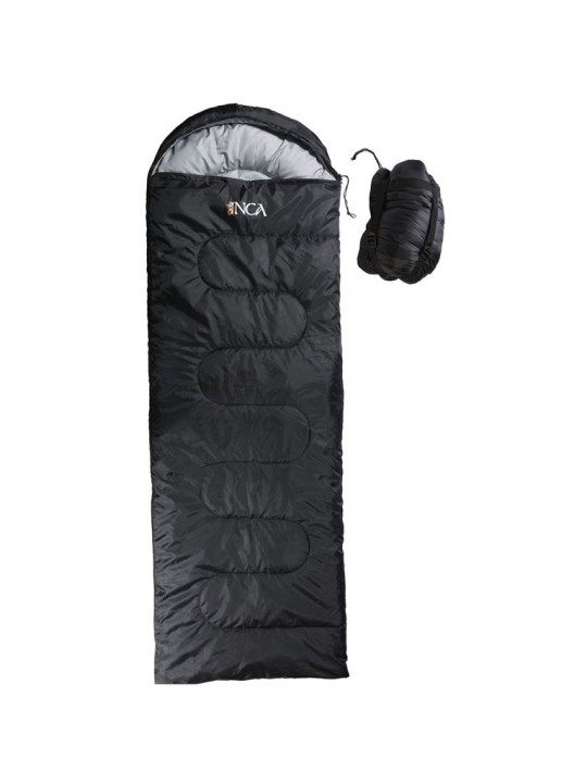 Υπνόσακος INCA Nanopack με μαξιλάρι Μαύρο 220χ75cm με ιμάντες συμπίεσης - 0600-104-08