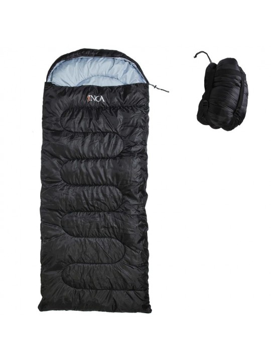 Υπνόσακος INCA Foldpack με μαξιλάρι Μαύρο 220χ95cm με ιμάντες συμπίεσης - 0600-105-08