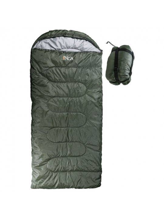 Υπνόσακος INCA Foldpack με μαξιλάρι Χακί 220x95cm με ιμάντες συμπίεσης - 0600-105-09