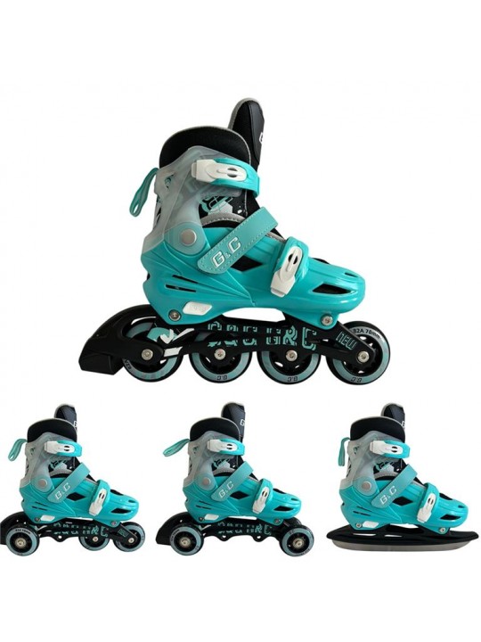 Αυξομειούμενα Roller GC BW125 ΣΕΤ 4 ΣΕ 1 INLINE SKATES  Μπλε/Μαύρο - Medium(35-38) - 10-03-001