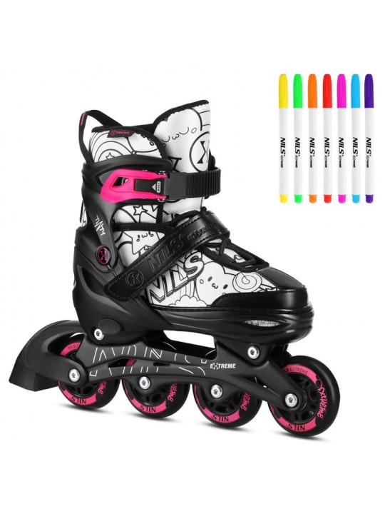 Αυξ/να NH10907 Inline Skates NILS EXTREME ΣΕΤ 4 σε 1 με Αντικ/σιμη Λεπίδα Πάγου Ροζ - Large (39-42) - 16-25-066