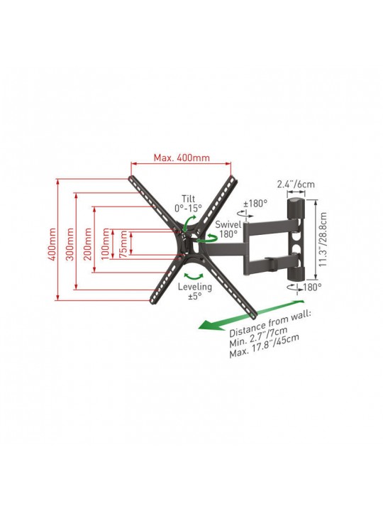 Βάση Τηλεόρασης Τοίχου BM343 Barkan 13