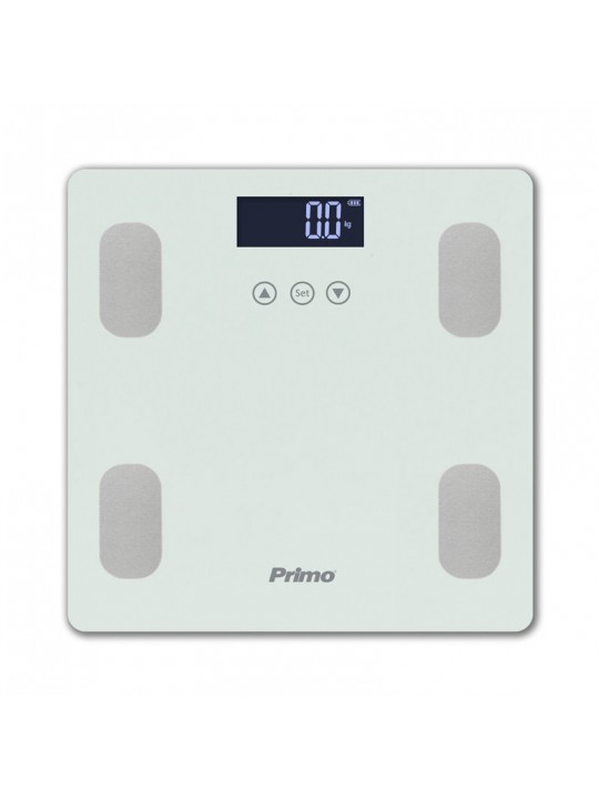 Ζυγαριά Σώματος Λιπομετρητής PRBS-40464 Primo 180Kg Υάλινη Λευκή/Inox