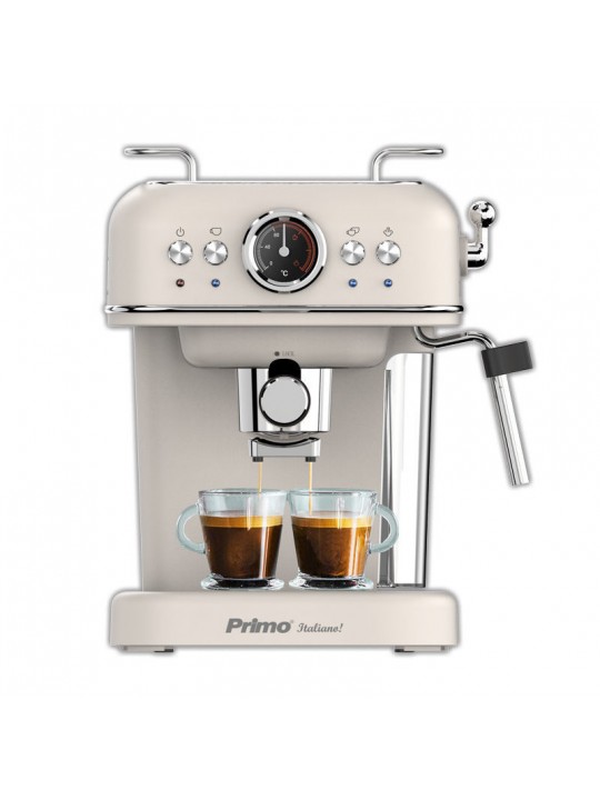 Μηχανή Καφέ Espresso PREM-40445 Primo Eco 20Bar 3σε1 Αναλογικό καντράν θερμοκρασίας Ιβουάρ-Chrome