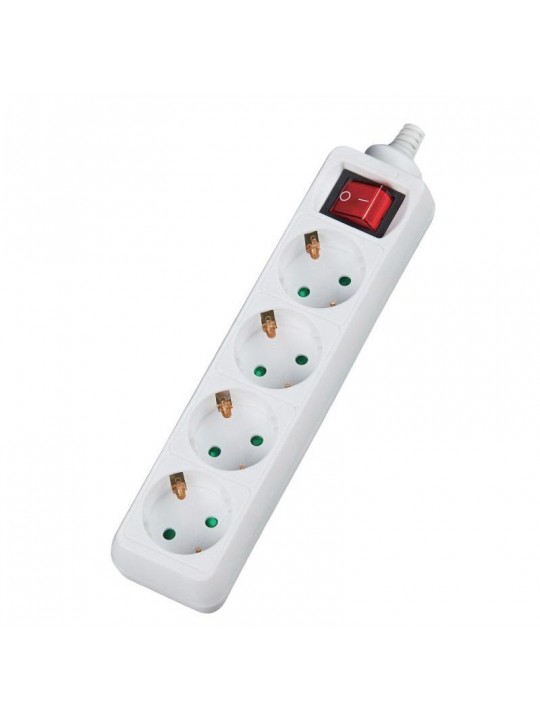 Πολύπριζο V04BK Alfaone 4 θέσεις με διακόπτη 3Χ1,5mm 1,5m Λευκό