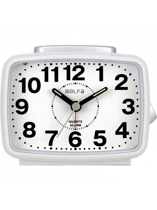 Ρολόι Επιτραπέζιο 2816 Alfaone Αναλογικό Αθόρυβο με φωτισμό Λευκό-Silver