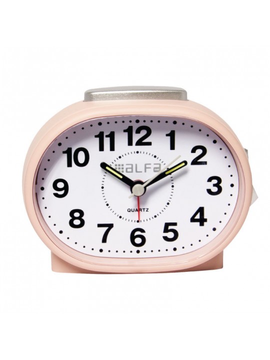 Ρολόι Επιτραπέζιο ALTC-60169 Alfaone Αναλογικό Αθόρυβο με φωτισμό Ροζ rubber-Silver