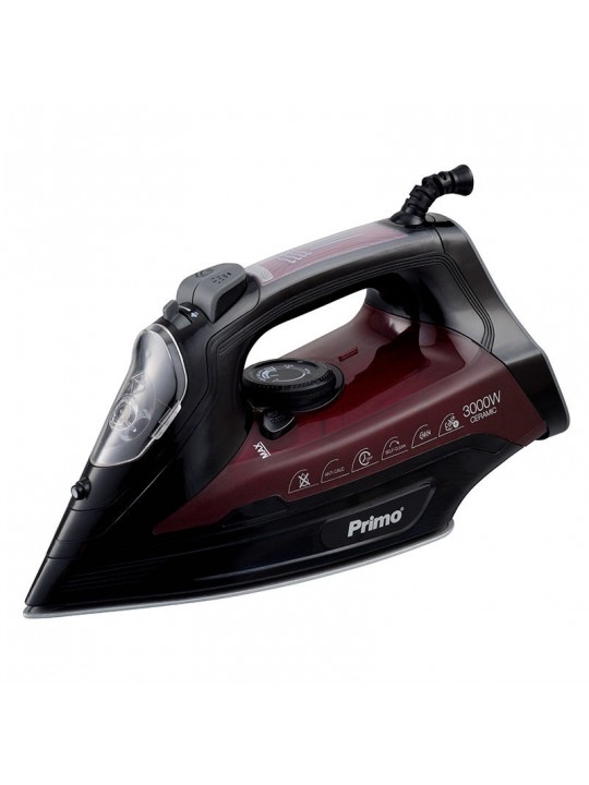 Σίδερο ατμού PRSI-40313 Primo Κεραμική πλάκα 3000W Anti-drip-Anti-calc-Auto shut-off Μαύρο-Μπορντώ