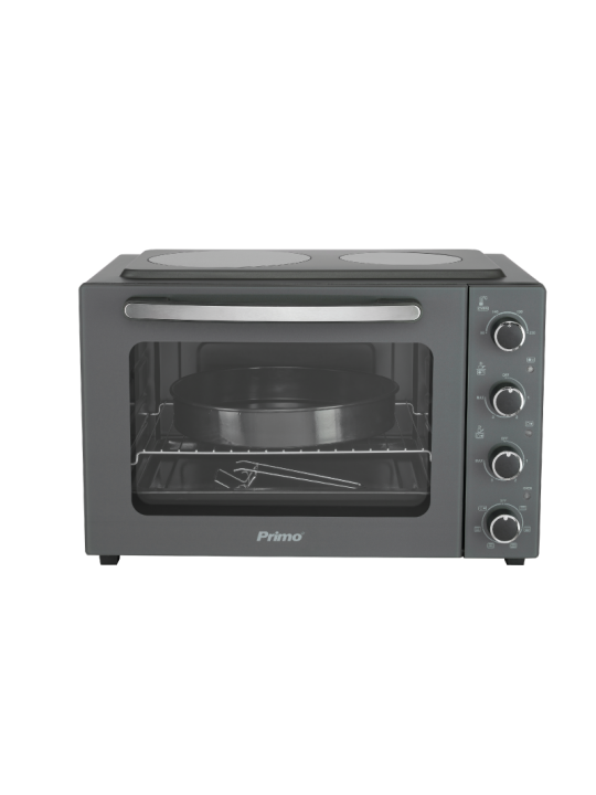 Φουρνάκι PREO-40456NS Με 2 Κεραμικές Εστίες 50L Με Αέρα & Υάλινη Πρόσοψη Ανθρακί