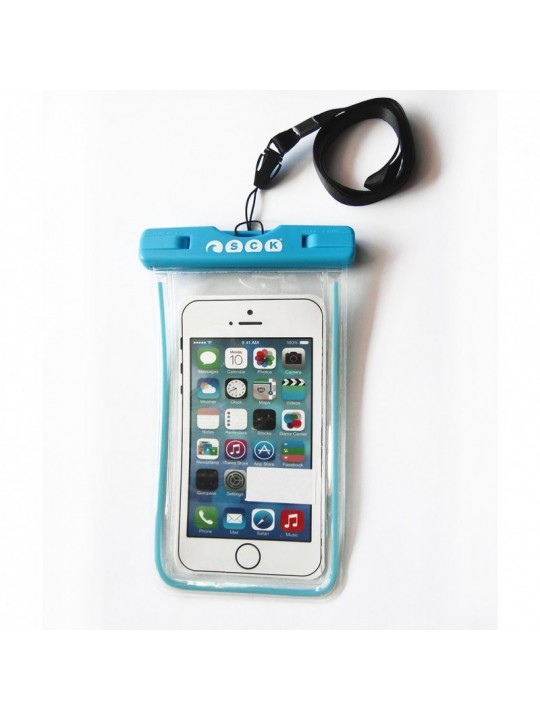 SCK - Αδιάβροχη θήκη κινητού με λουράκι SCK Μπλε έως 7''