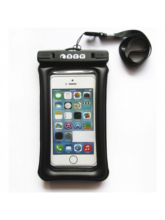 SCK - Αδιάβροχη θήκη κινητού με λουράκι που επιπλέει SCK μαύρη έως 8