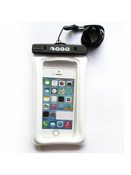 SCK - Αδιάβροχη θήκη κινητού με λουράκι που επιπλέει SCK άσπρη έως 8