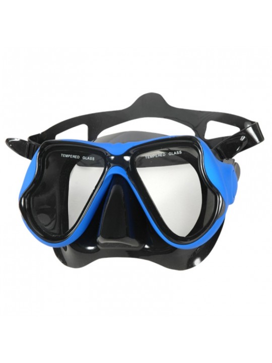 Aropec - Μάσκα κατάδυσης μαύρης σιλικόνης με διπλό φακό μπλε Aropec